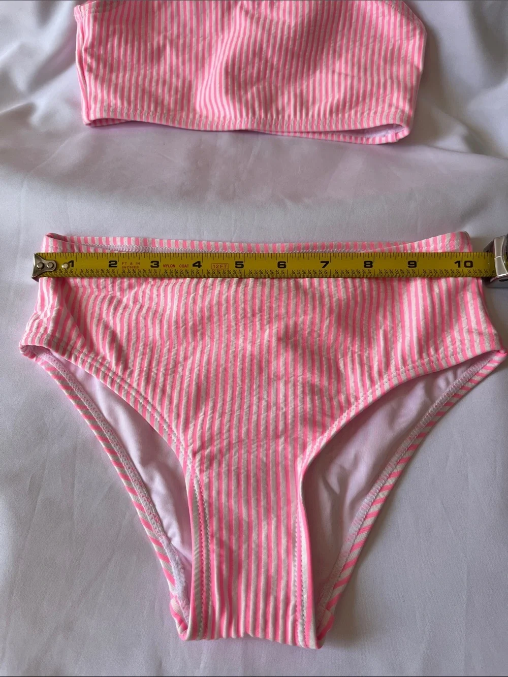 Pink Striped One-Shoulder Bikini Set